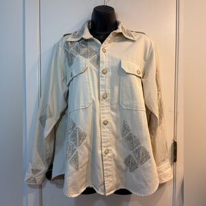 Women's Polo Ralph Lauren Size L Long Sleeve Denim Shirt W/ Sequin Embroidery